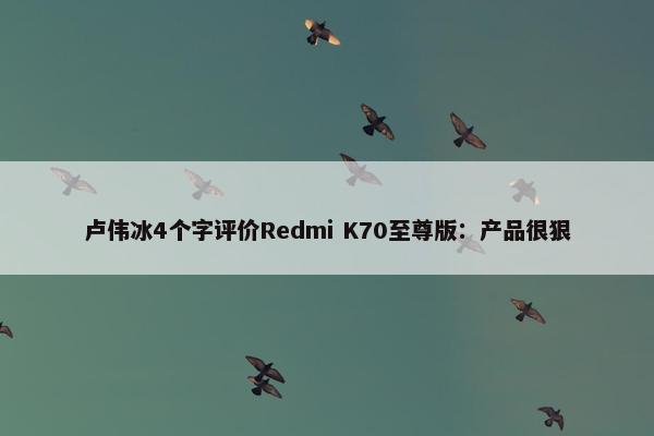 卢伟冰4个字评价Redmi K70至尊版：产品很狠