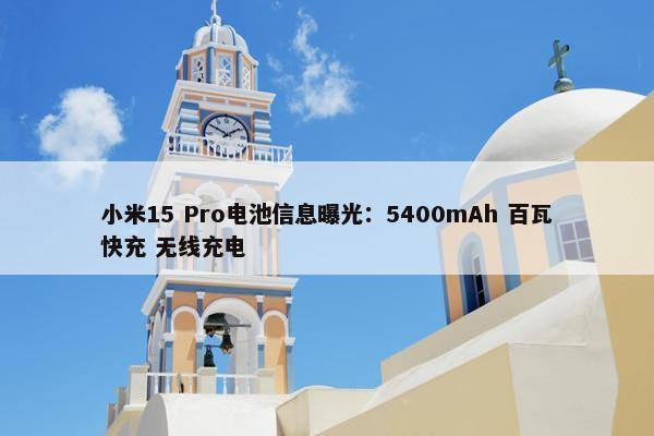 小米15 Pro电池信息曝光：5400mAh 百瓦快充 无线充电