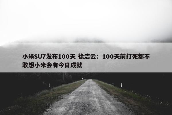 小米SU7发布100天 徐洁云：100天前打死都不敢想小米会有今日成就