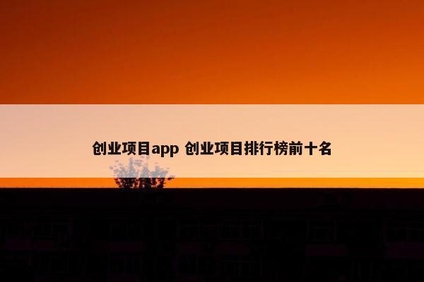 创业项目app 创业项目排行榜前十名