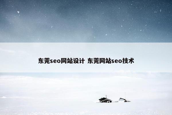 东莞seo网站设计 东莞网站seo技术