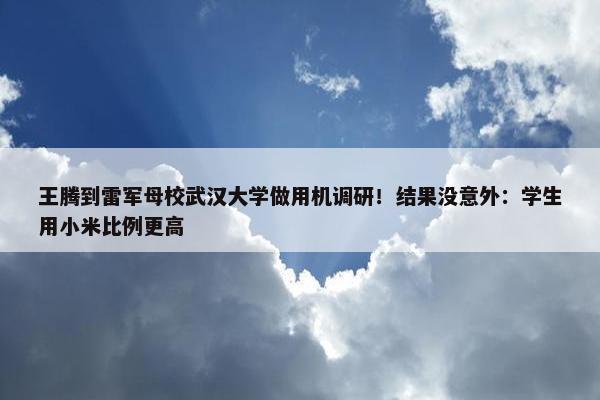 王腾到雷军母校武汉大学做用机调研！结果没意外：学生用小米比例更高