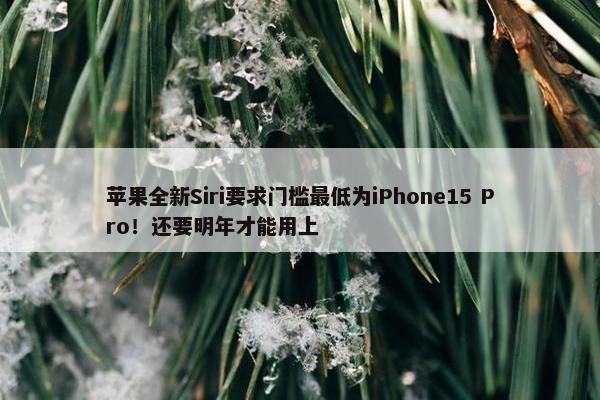 苹果全新Siri要求门槛最低为iPhone15 Pro！还要明年才能用上