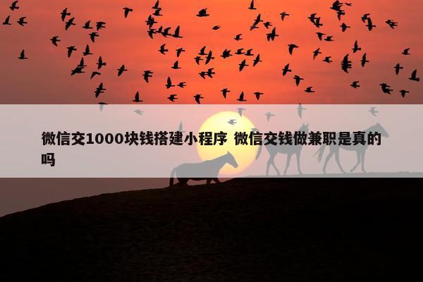 微信交1000块钱搭建小程序 微信交钱做兼职是真的吗