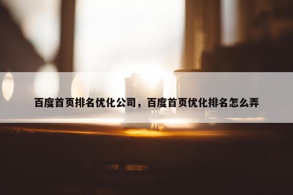 百度首页排名优化公司，百度首页优化排名怎么弄