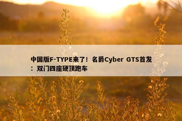 中国版F-TYPE来了！名爵Cyber GTS首发：双门四座硬顶跑车