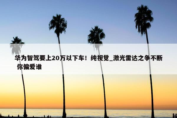 华为智驾要上20万以下车！纯视觉_激光雷达之争不断 你偏爱谁