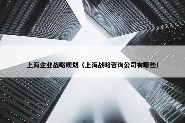 上海企业战略规划（上海战略咨询公司有哪些）