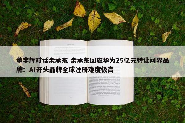 董宇辉对话余承东 余承东回应华为25亿元转让问界品牌：AI开头品牌全球注册难度极高