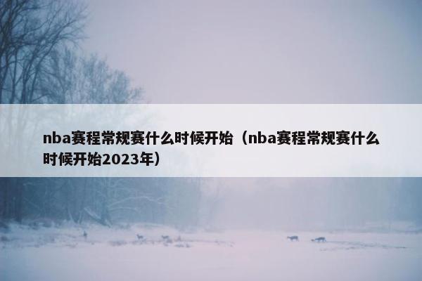 nba赛程常规赛什么时候开始（nba赛程常规赛什么时候开始2023年）