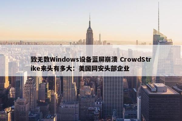 致无数Windows设备蓝屏崩溃 CrowdStrike来头有多大：美国网安头部企业