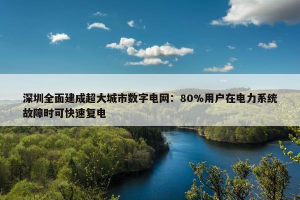 深圳全面建成超大城市数字电网：80%用户在电力系统故障时可快速复电