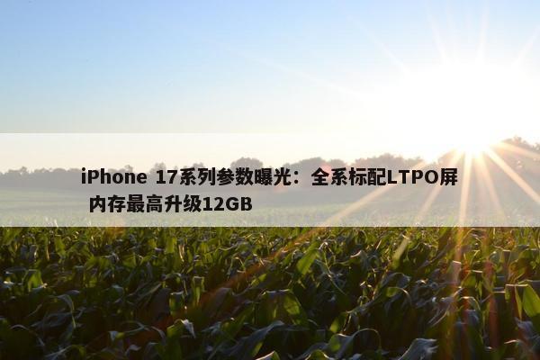 iPhone 17系列参数曝光：全系标配LTPO屏 内存最高升级12GB