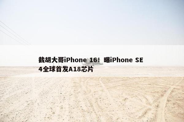 截胡大哥iPhone 16！曝iPhone SE 4全球首发A18芯片