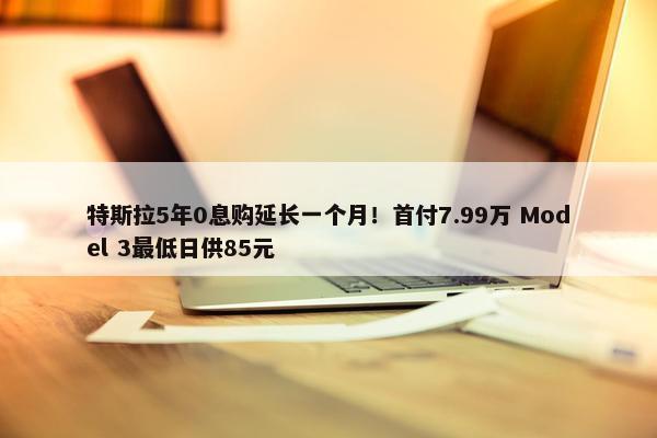 特斯拉5年0息购延长一个月！首付7.99万 Model 3最低日供85元