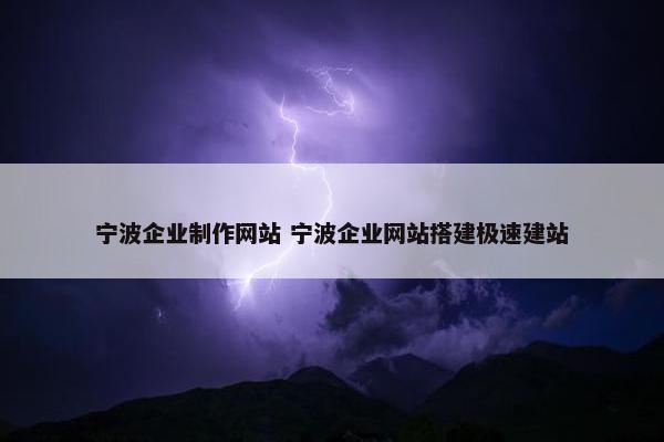 宁波企业制作网站 宁波企业网站搭建极速建站