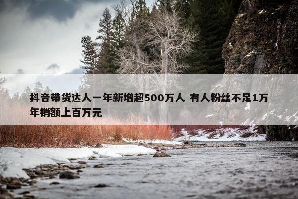 抖音带货达人一年新增超500万人 有人粉丝不足1万年销额上百万元