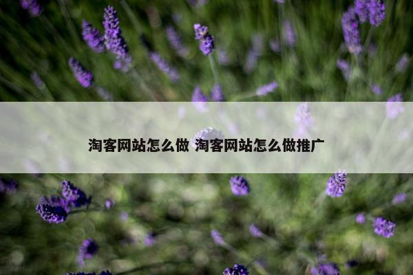 淘客网站怎么做 淘客网站怎么做推广