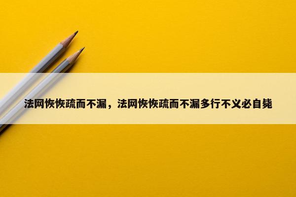 法网恢恢疏而不漏，法网恢恢疏而不漏多行不义必自毙