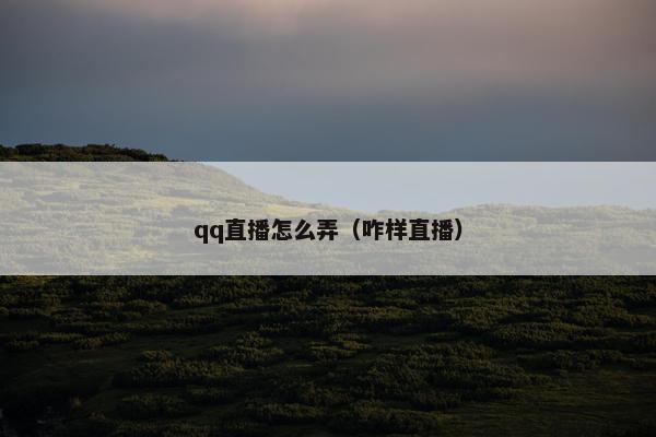 qq直播怎么弄（咋样直播）