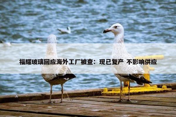 福耀玻璃回应海外工厂被查：现已复产 不影响供应