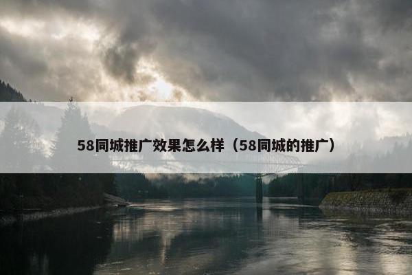 58同城推广效果怎么样（58同城的推广）