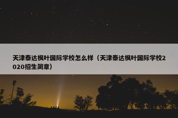 天津泰达枫叶国际学校怎么样（天津泰达枫叶国际学校2020招生简章）