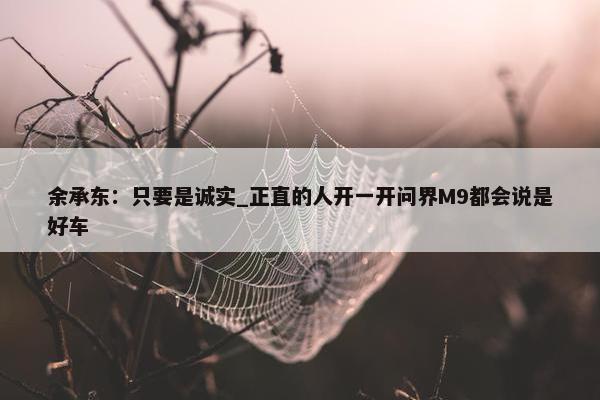 余承东：只要是诚实_正直的人开一开问界M9都会说是好车