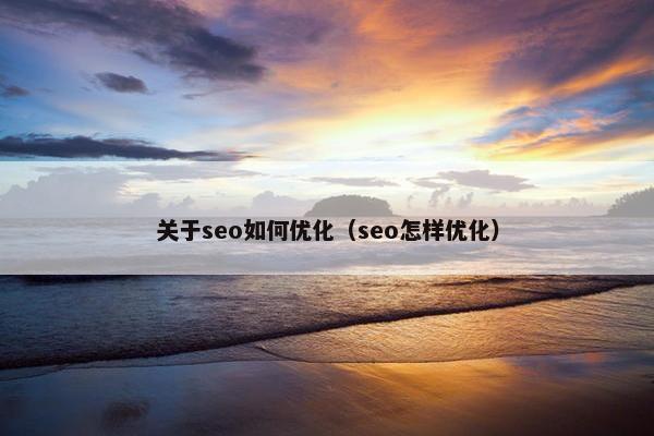 关于seo如何优化（seo怎样优化）