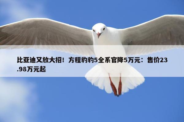 比亚迪又放大招！方程豹豹5全系官降5万元：售价23.98万元起