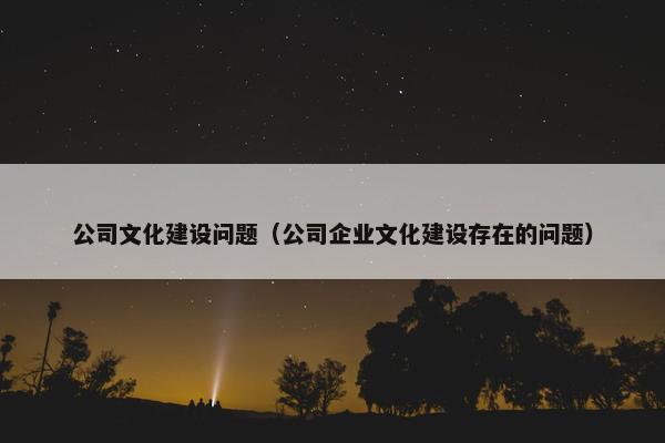 公司文化建设问题（公司企业文化建设存在的问题）