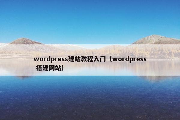 wordpress建站教程入门（wordpress 搭建网站）