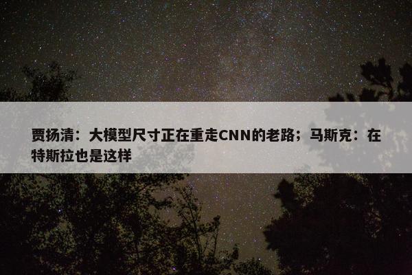 贾扬清：大模型尺寸正在重走CNN的老路；马斯克：在特斯拉也是这样