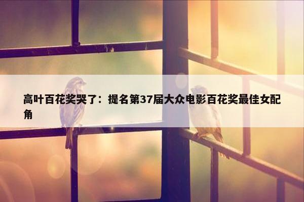 高叶百花奖哭了：提名第37届大众电影百花奖最佳女配角