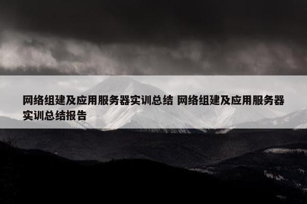 网络组建及应用服务器实训总结 网络组建及应用服务器实训总结报告