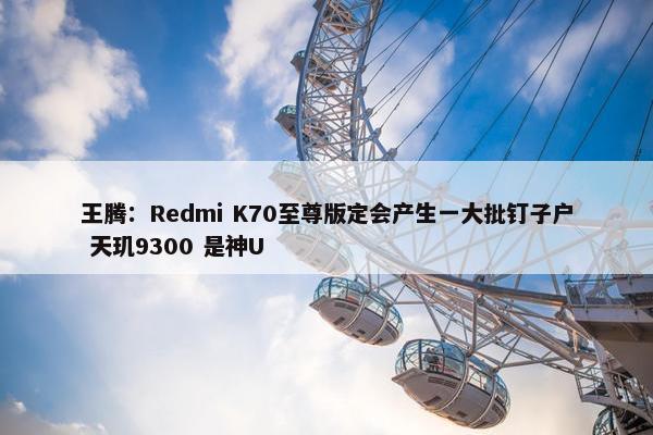 王腾：Redmi K70至尊版定会产生一大批钉子户 天玑9300 是神U