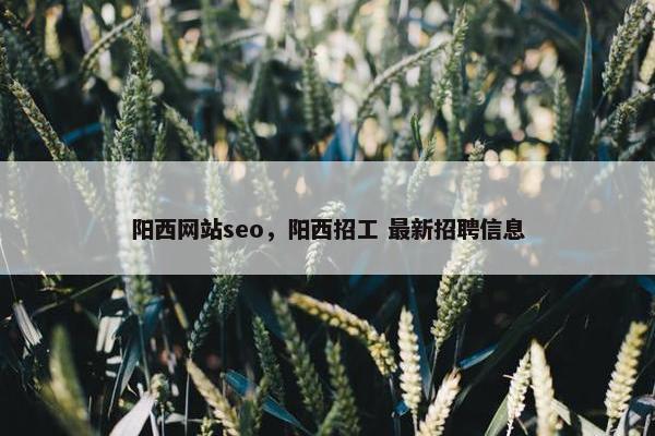 阳西网站seo，阳西招工 最新招聘信息