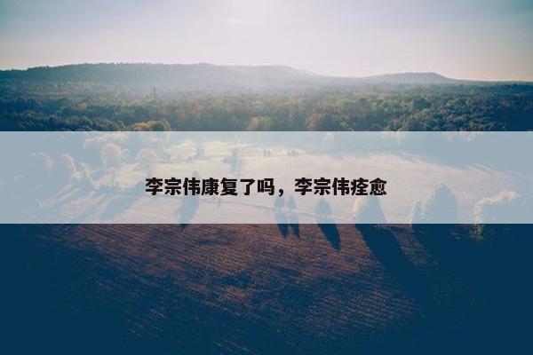 李宗伟康复了吗，李宗伟痊愈