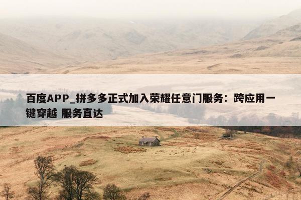 百度APP_拼多多正式加入荣耀任意门服务：跨应用一键穿越 服务直达