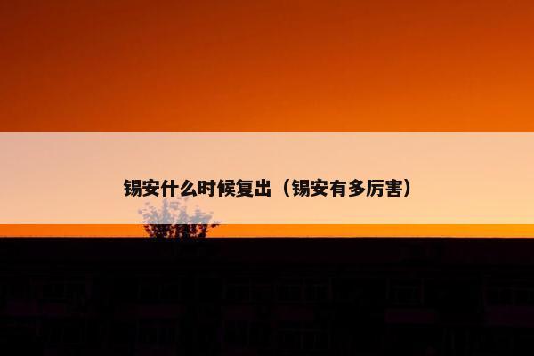 锡安什么时候复出（锡安有多厉害）