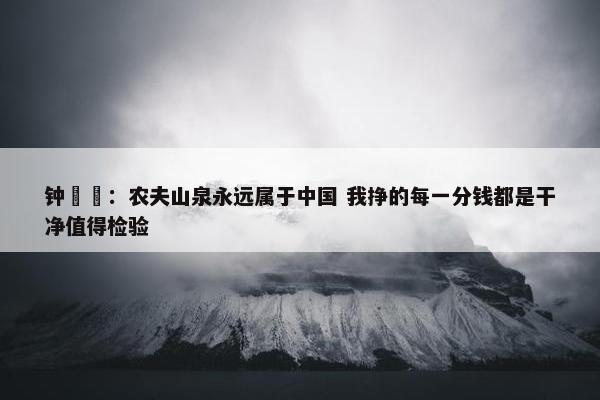 钟睒睒：农夫山泉永远属于中国 我挣的每一分钱都是干净值得检验