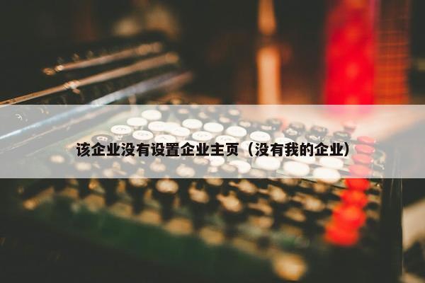 该企业没有设置企业主页（没有我的企业）