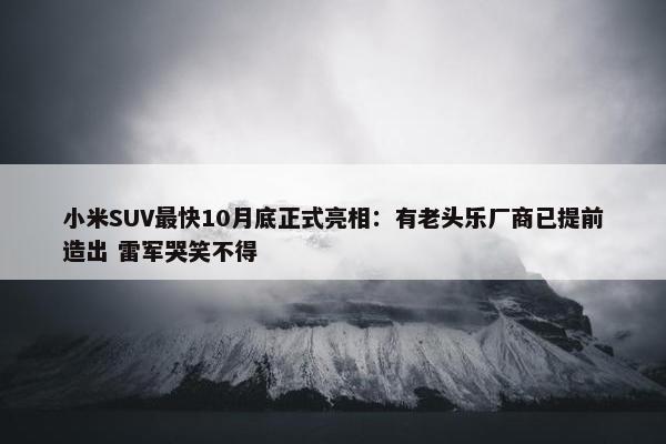 小米SUV最快10月底正式亮相：有老头乐厂商已提前造出 雷军哭笑不得