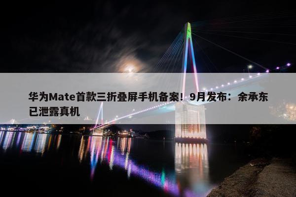 华为Mate首款三折叠屏手机备案！9月发布：余承东已泄露真机