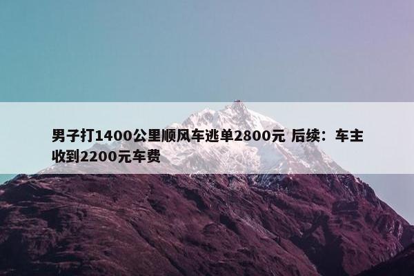 男子打1400公里顺风车逃单2800元 后续：车主收到2200元车费