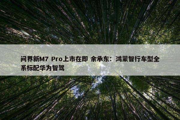 问界新M7 Pro上市在即 余承东：鸿蒙智行车型全系标配华为智驾