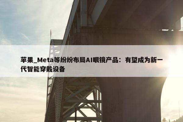 苹果_Meta等纷纷布局AI眼镜产品：有望成为新一代智能穿戴设备