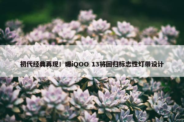 初代经典再现！曝iQOO 13将回归标志性灯带设计