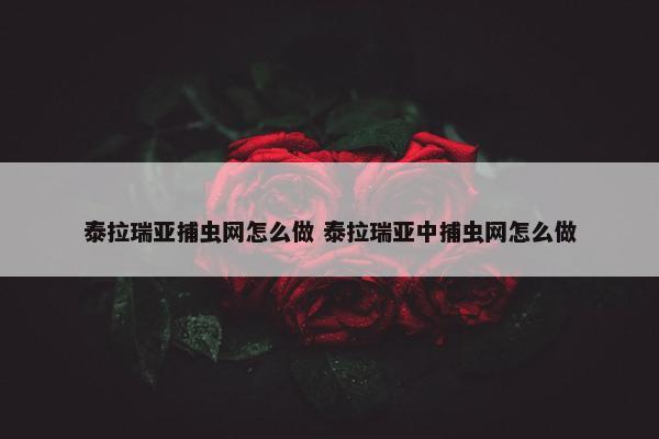 泰拉瑞亚捕虫网怎么做 泰拉瑞亚中捕虫网怎么做