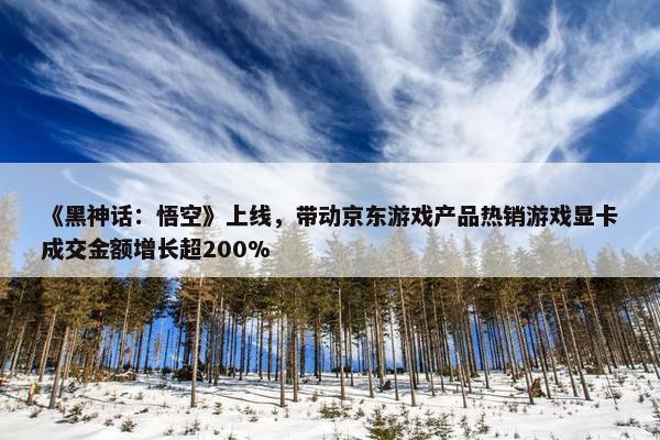 《黑神话：悟空》上线，带动京东游戏产品热销游戏显卡成交金额增长超200%